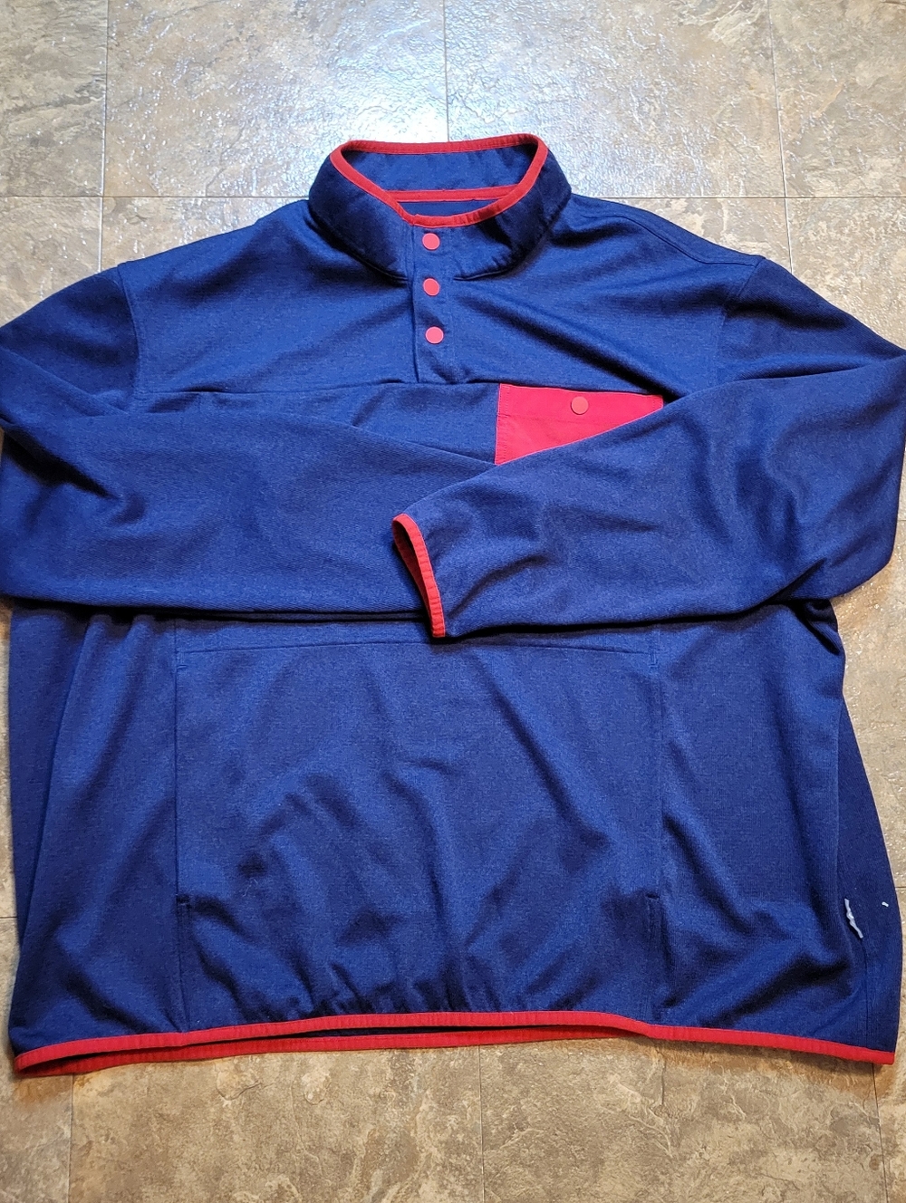 Duluth Trading Co River Falls Pullover Mens 3XL Blue Snap LS Mock Relaxed Fit